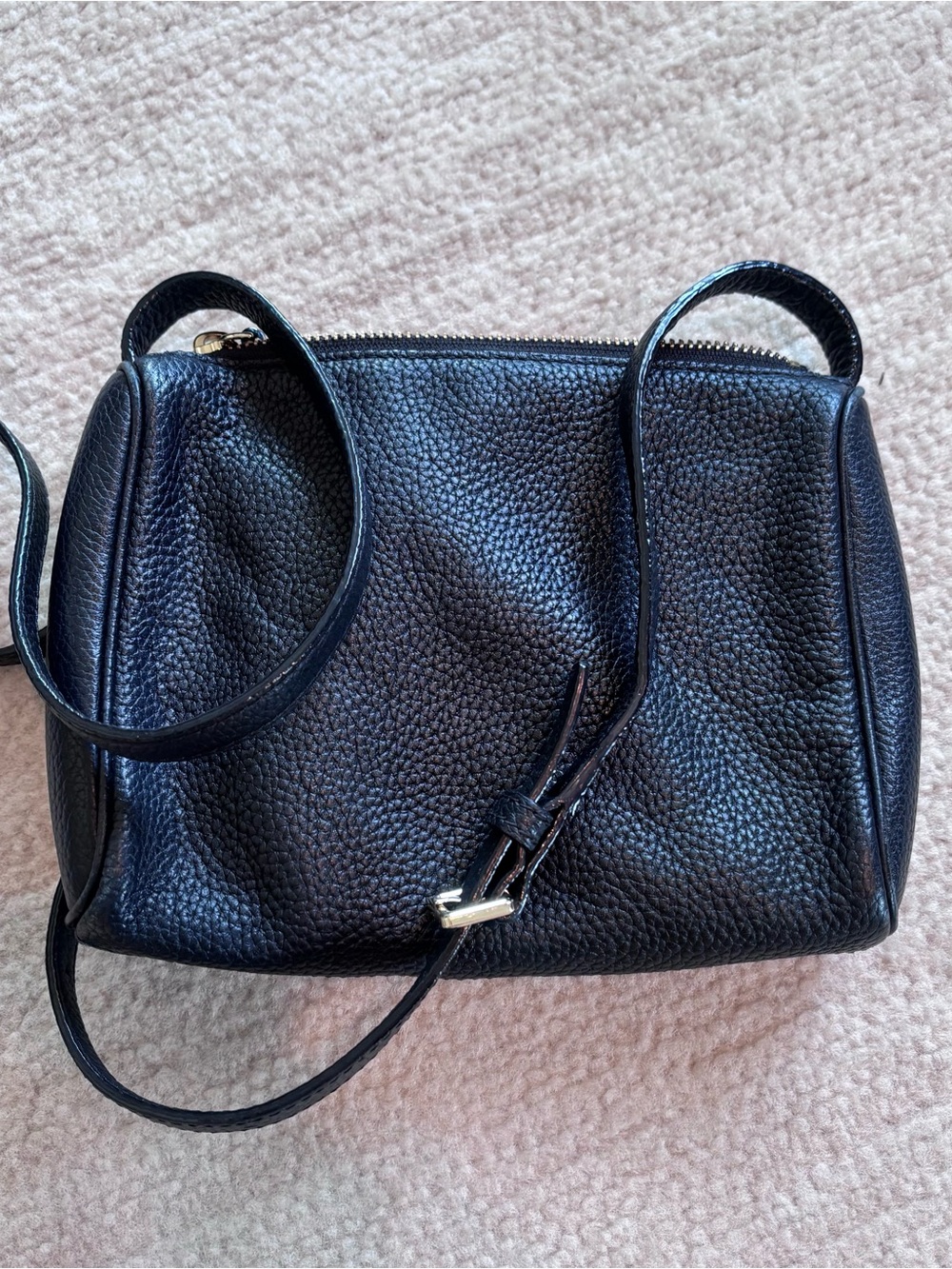 kate spade black pebbled leather crossbody with gold hardware - Picture 8 of 9